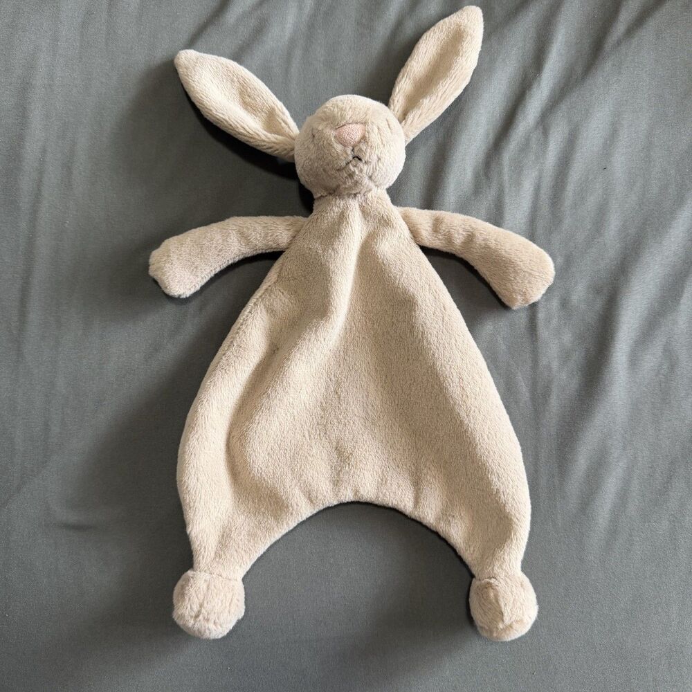 Baby Jellycat Bashful Beige Bunny Comforter Lovey Super Soft Cuddle Blanket Flat